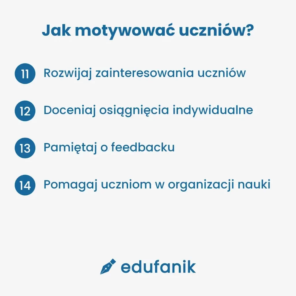 Motywowanie uczniów, sposoby od 11 do 14